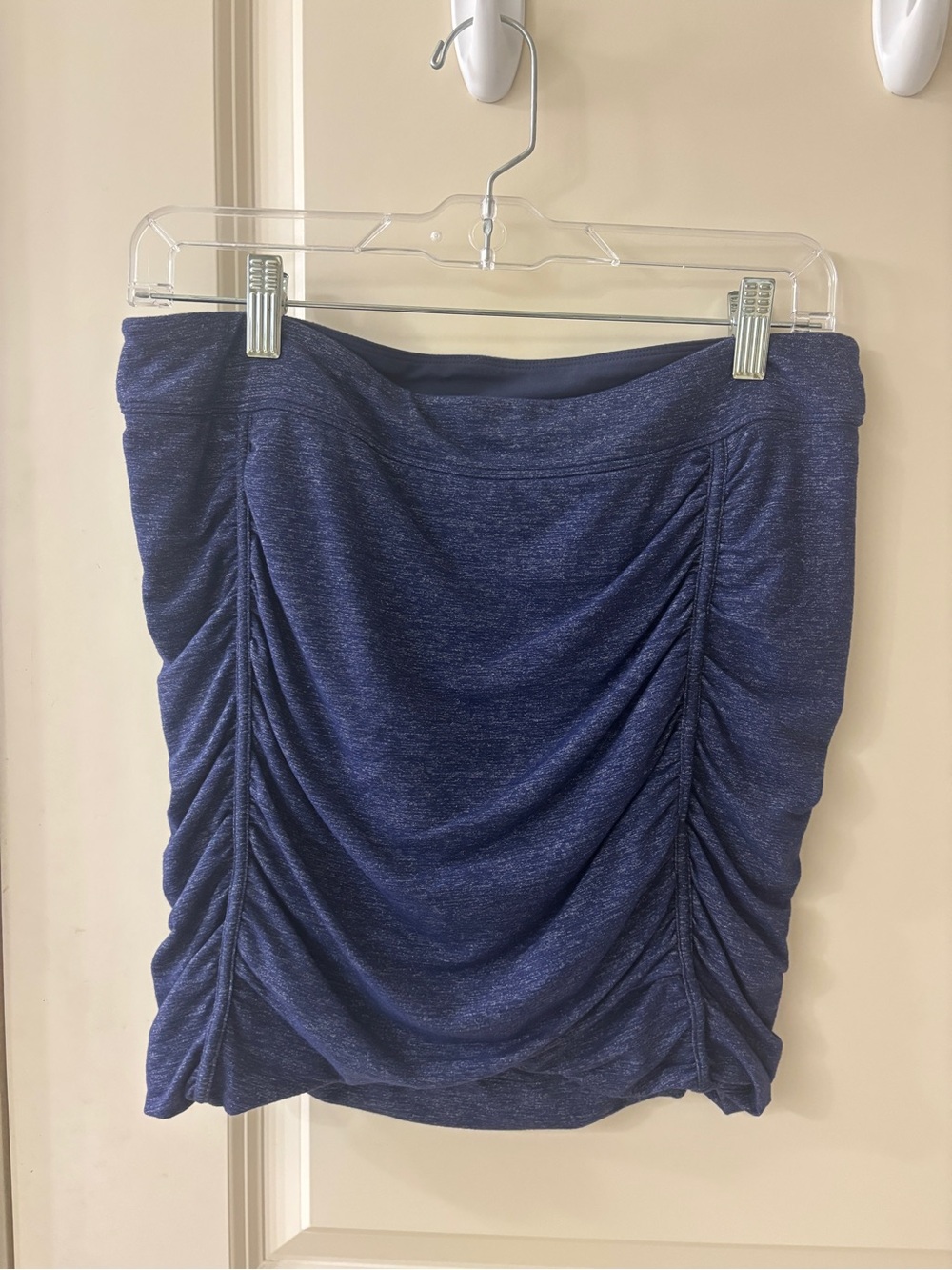 Athleta Heathered Navy Ruched Mini Skirt